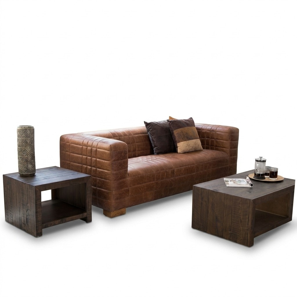 Chesterfield 3 Sitzers Luxus Raster Sofa Textil Leder Couch Designer Sofas