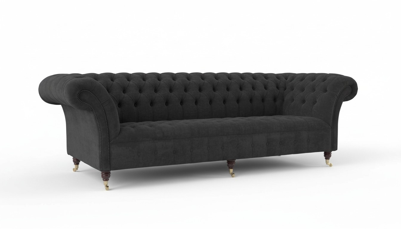 Chesterfield 4 Sitzer Couchen Luxus Stoff Couchen Polster Garnitur XXL