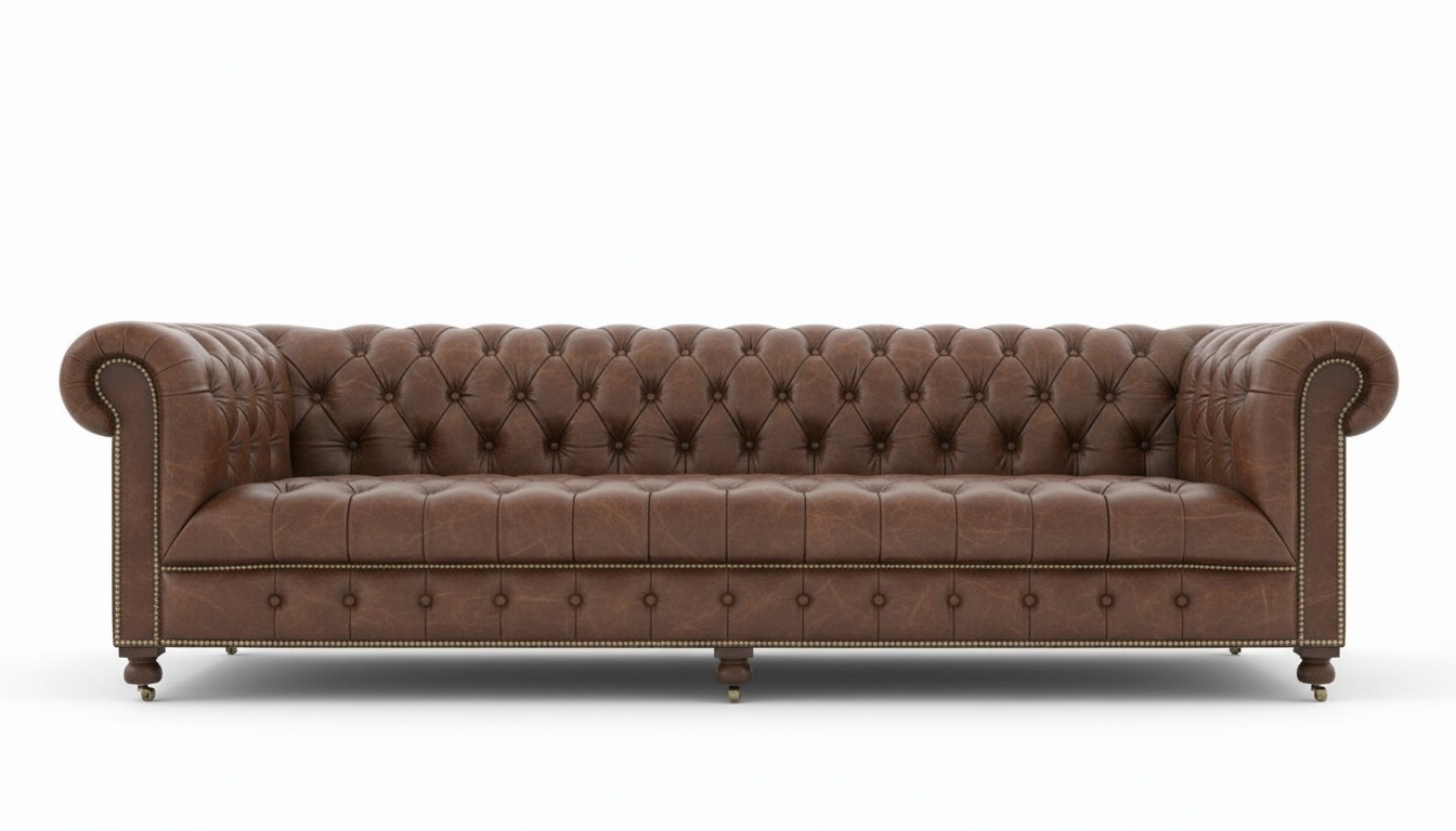Chesterfield 4 Sitzer Polster Couch Antik Stil Leder Textil Stoff Sofa Couchen