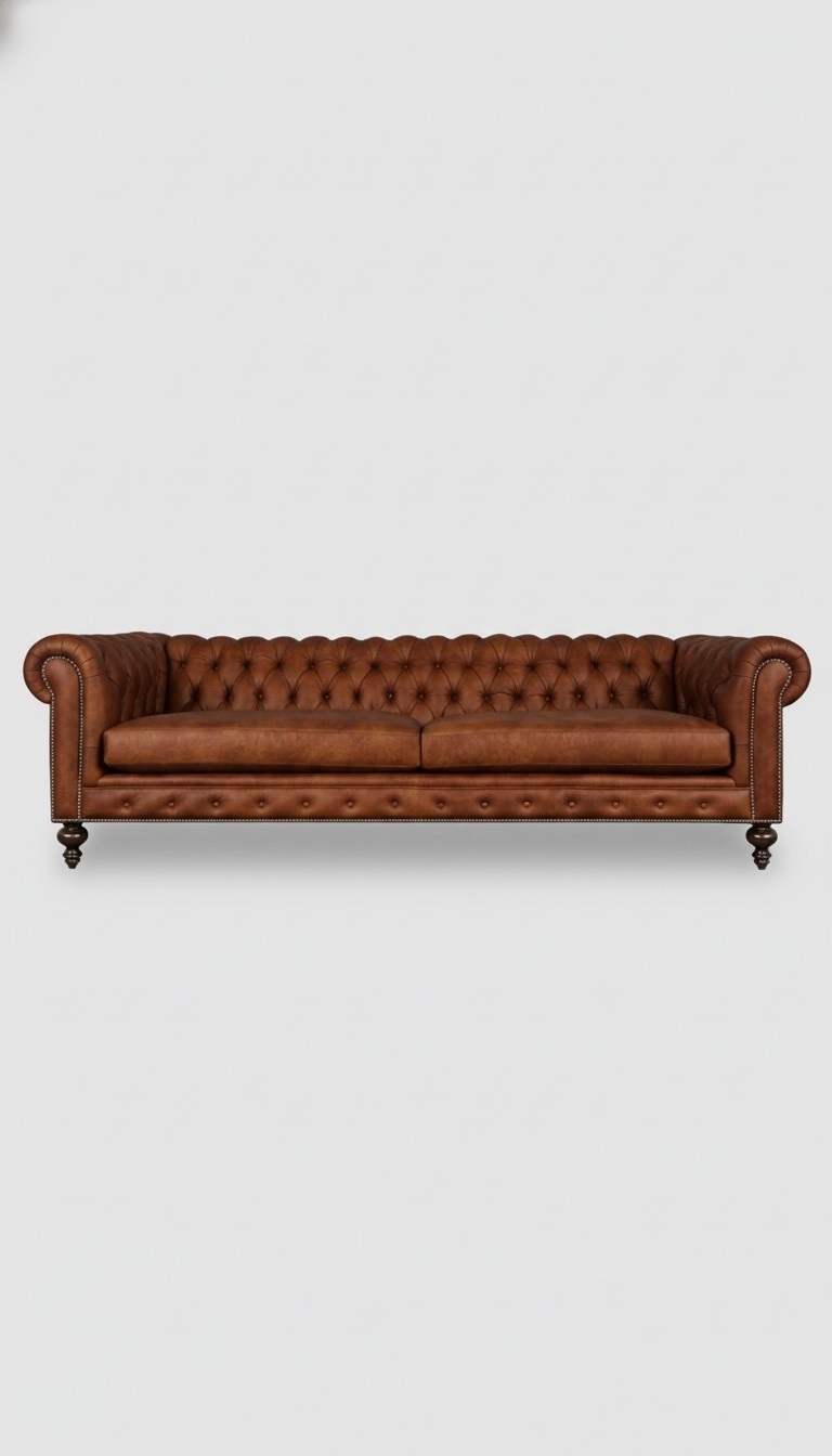 Chesterfield 4 Sitzer Polster Couch Antik Stil Textil Stoff Sofa Couchen Leder