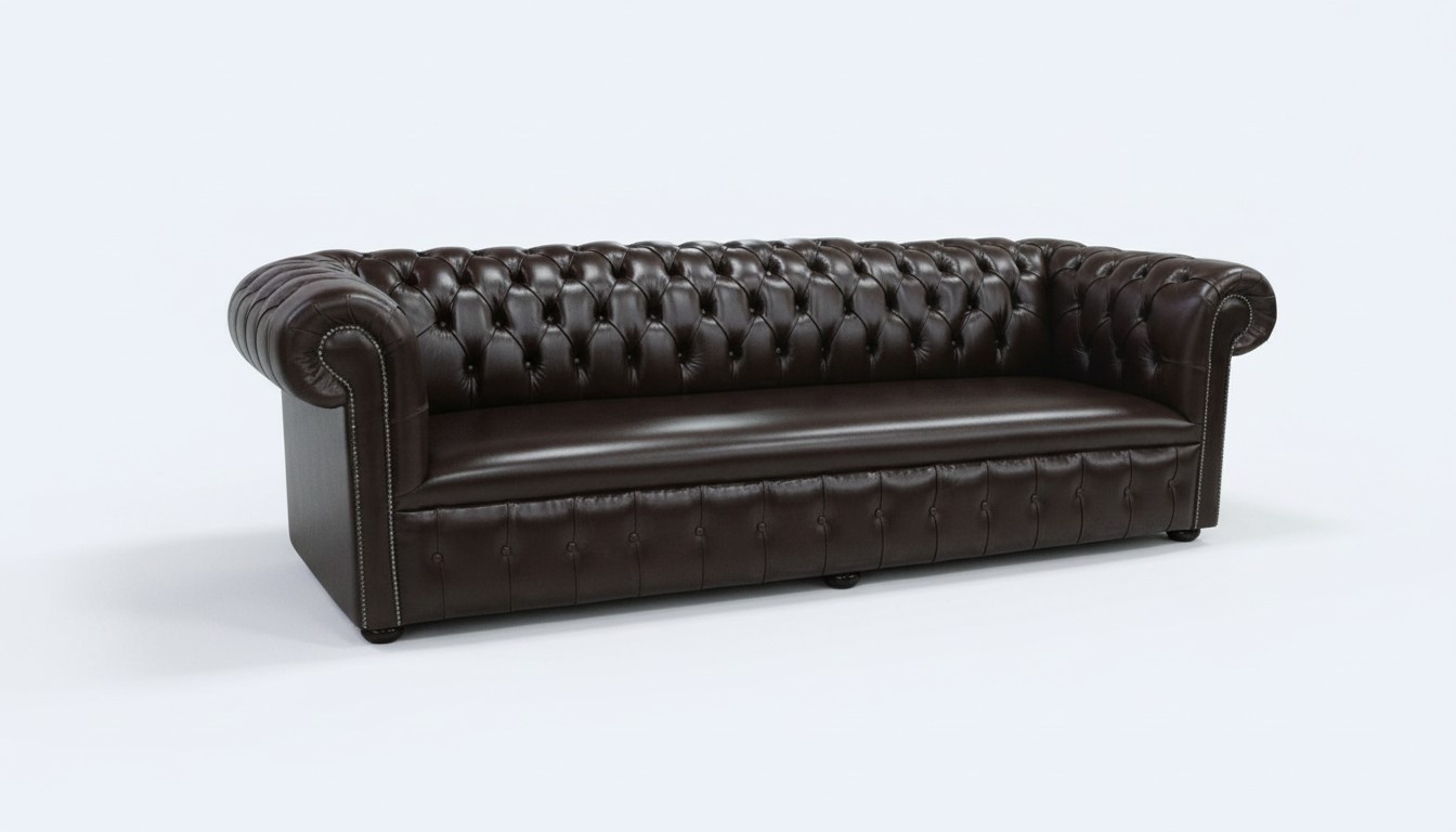 Chesterfield 4 Sitzer Polster Couch Antik Stil Leder Stoff Sofa Couchen Textil