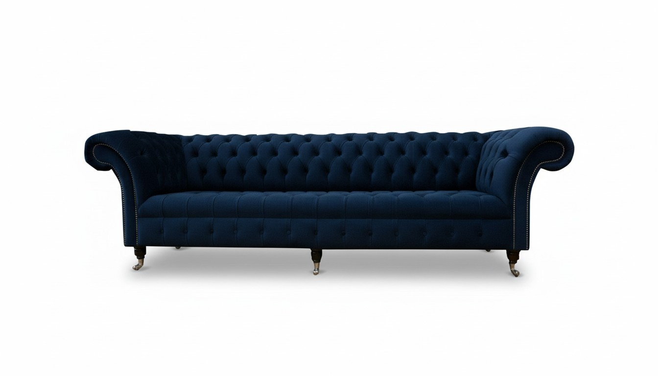 Chesterfield 4 Sitzer Stoff Wohnzimmer Design Couchen Polster Sofa Sofas