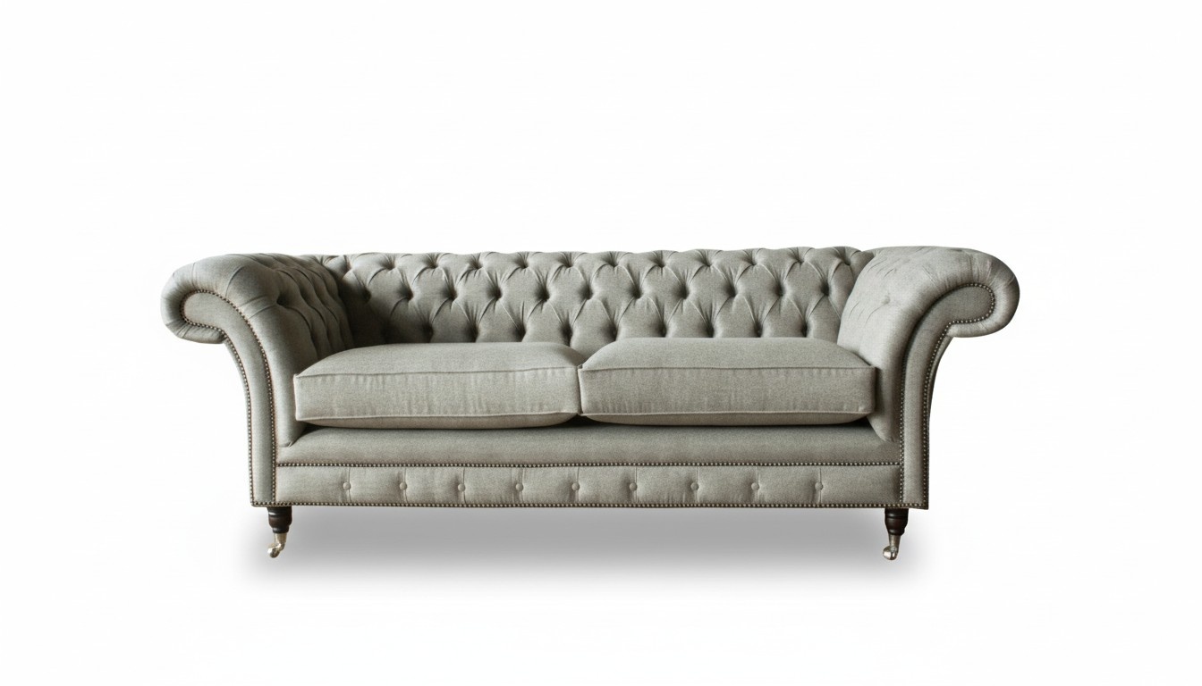 Chesterfield Beige Sofa Stoff Wohnzimmer Design Couchen Polster Sofas