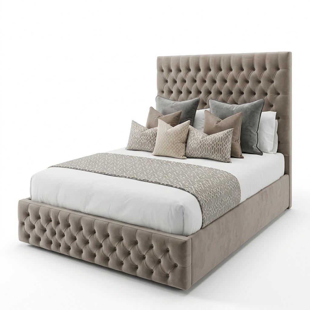 Chesterfield Bett Design Schlafzimmer Englisches Betten 200x200cm Textil