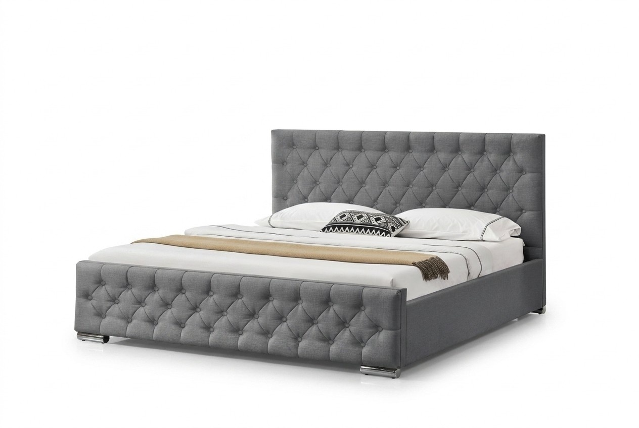 Chesterfield Bett Design Schlafzimmer Englische Betten 200x200cm Textil
