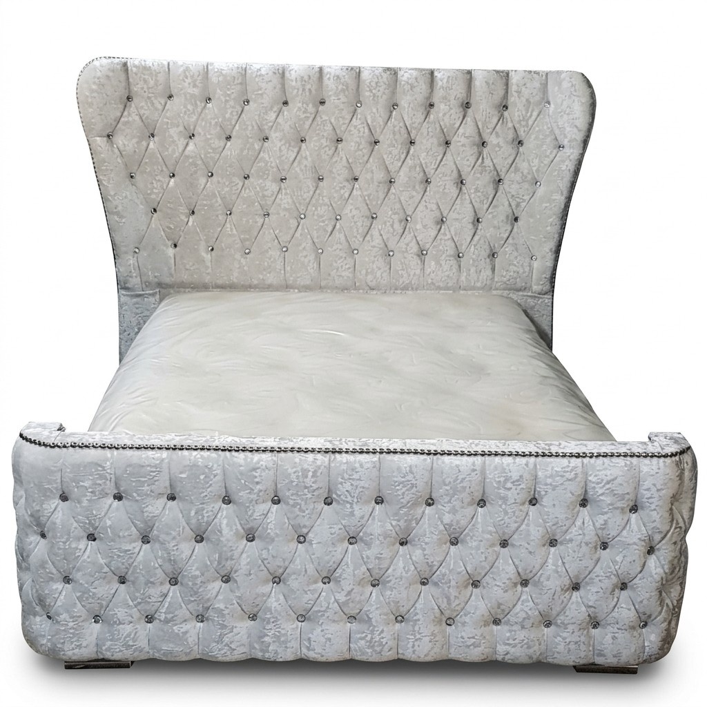 Chesterfield Bett Schlafzimmer Betten Textil 180x200cm Samt Big Hotel Betten Neu