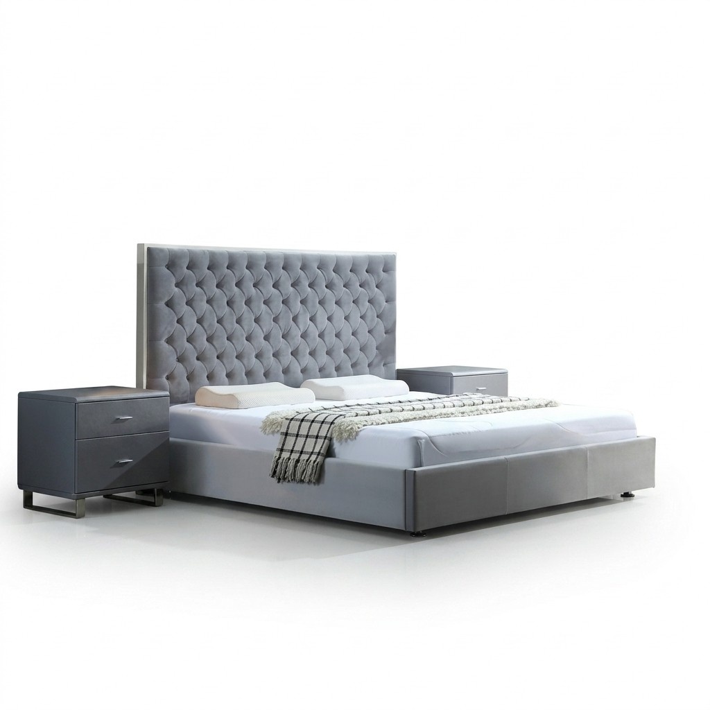 Chesterfield Bett Schlafzimmer Textil 180x200cm Design Betten Polster Samt Neu