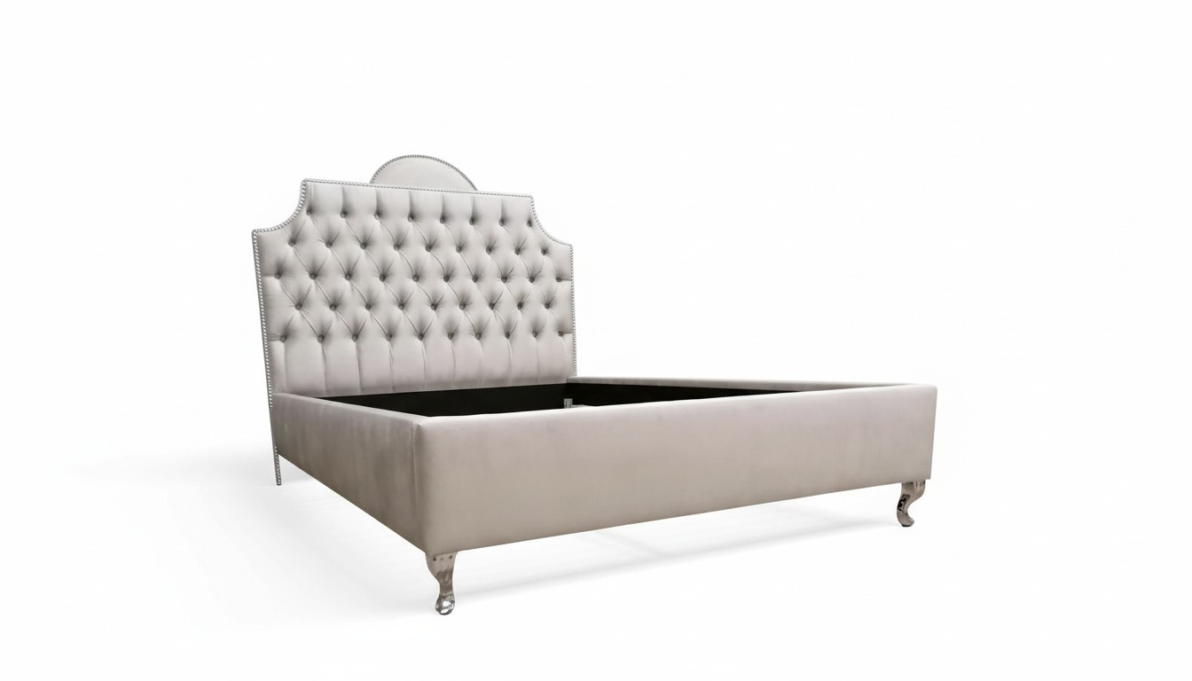 Chesterfield Betten Bett Polster Hotel Doppel Luxus Design Samt Stoff 140x200