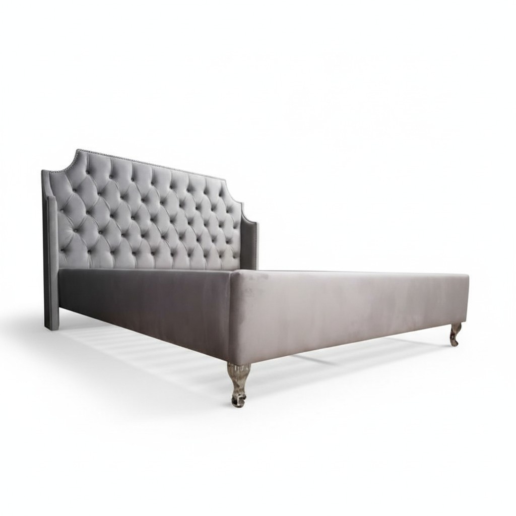 Chesterfield Betten Bett Polster Hotel Doppel Luxus Design Samt Stoff