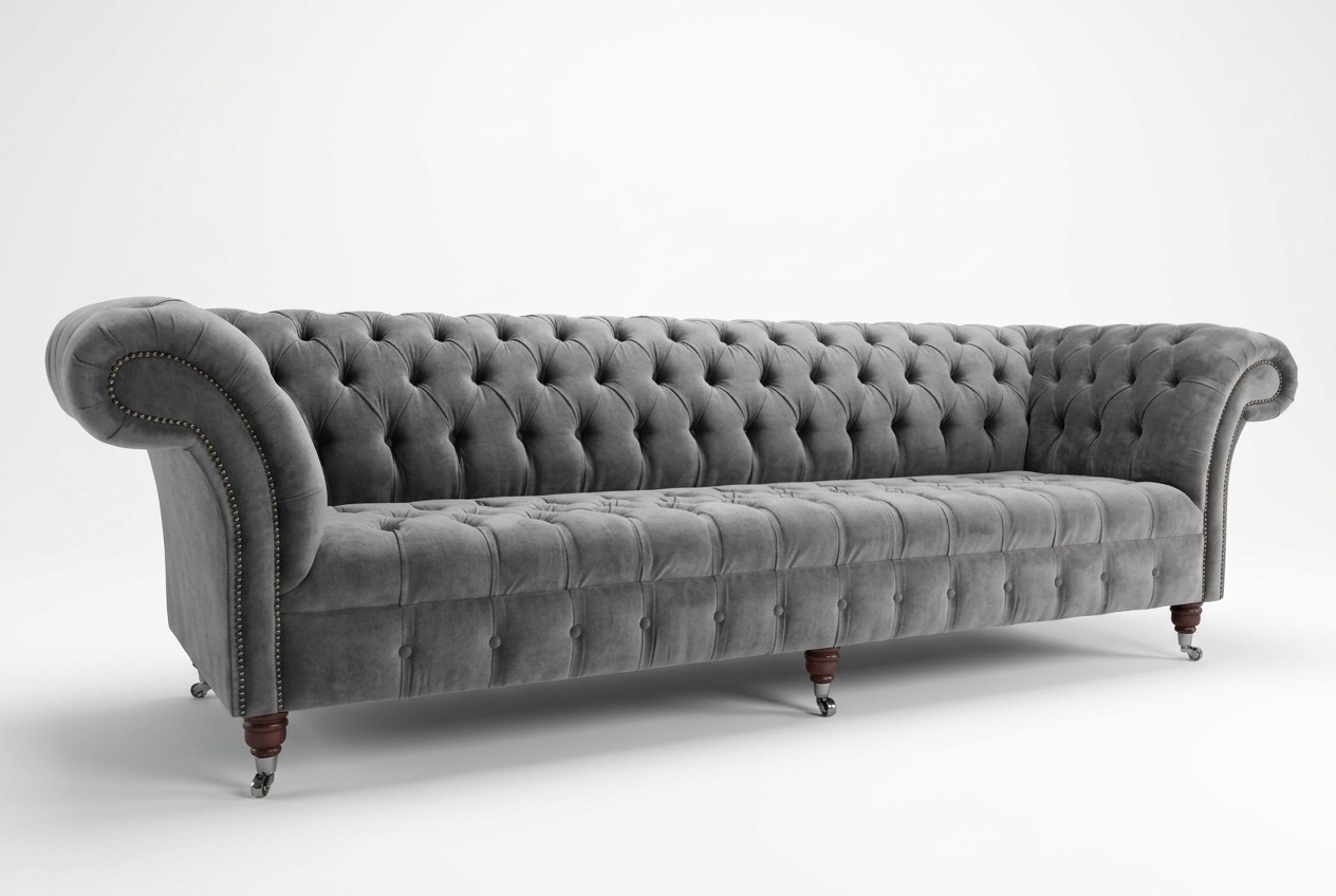 Chesterfield Big Sofa Couch Textil Samt Polster Sofas 4 Sitzer xxl Couchen Neu