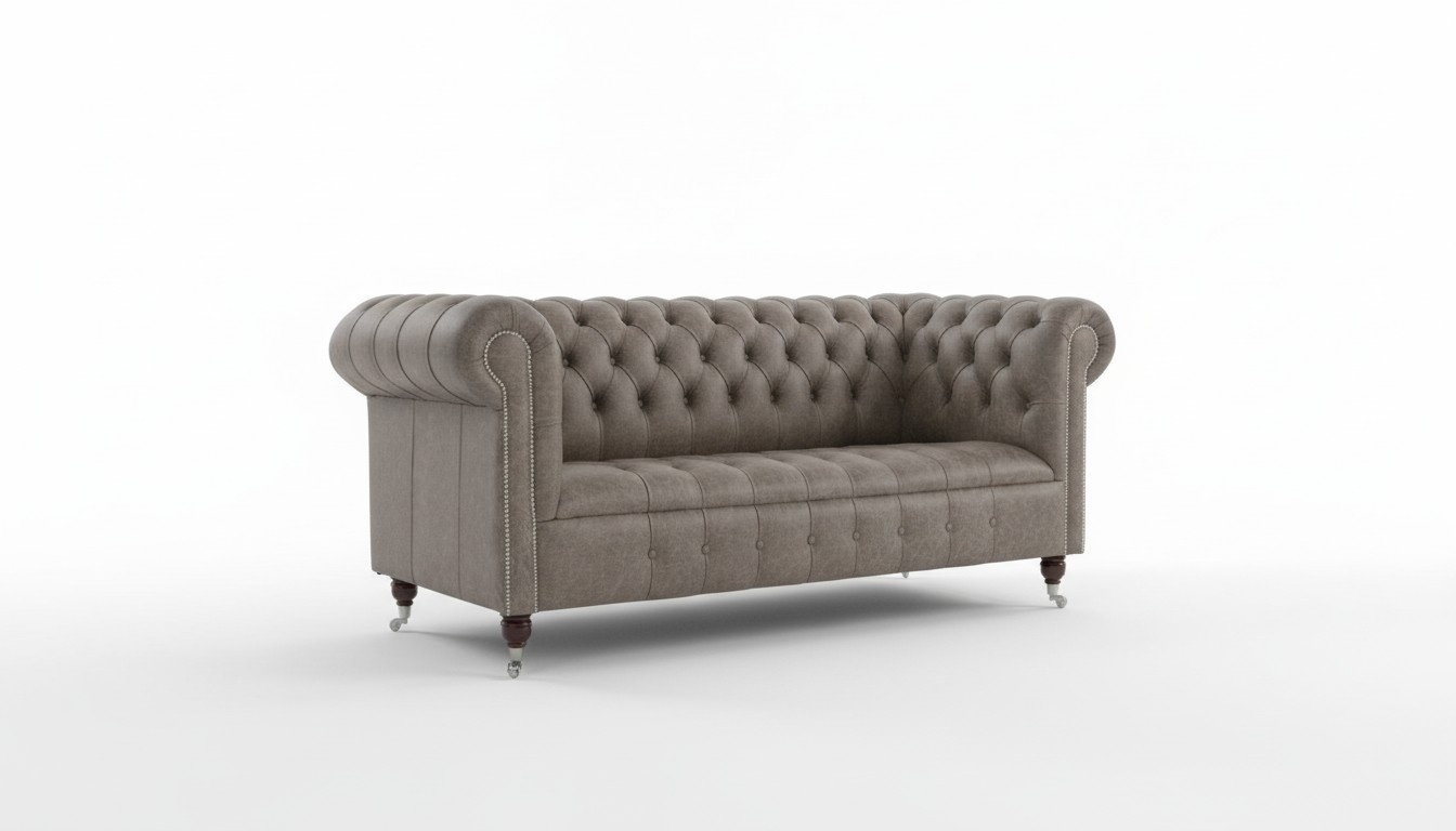 Chesterfield Big Textil Design Wohnzimmer Couch Sofa Polster 3 Sitz Leder #144