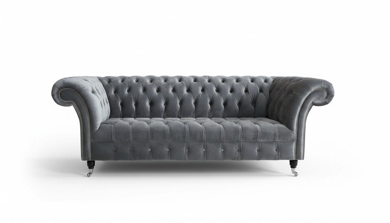 Chesterfield Big Textil Design Wohnzimmer Couch Sofa Polster 3 Sitz Leder #120