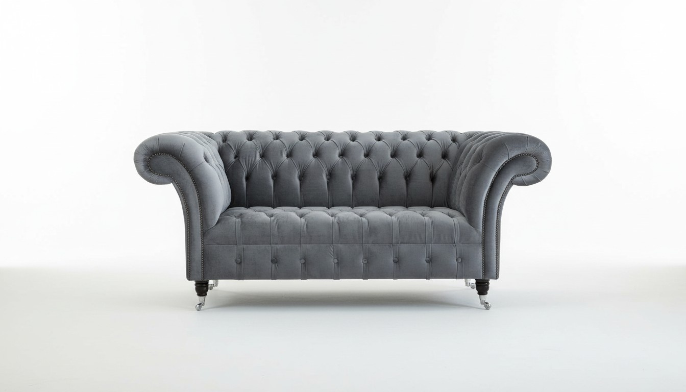 Chesterfield Big Textil Design Wohnzimmer Couch Sofa Polster 2 Sitz Leder #124