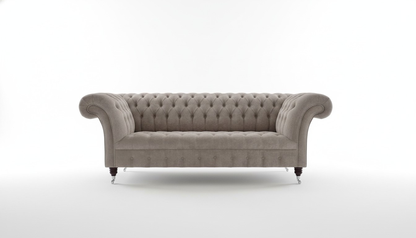 Chesterfield Big Textil Design Wohnzimmer Couch Sofa Polster 3 Sitz Leder #121