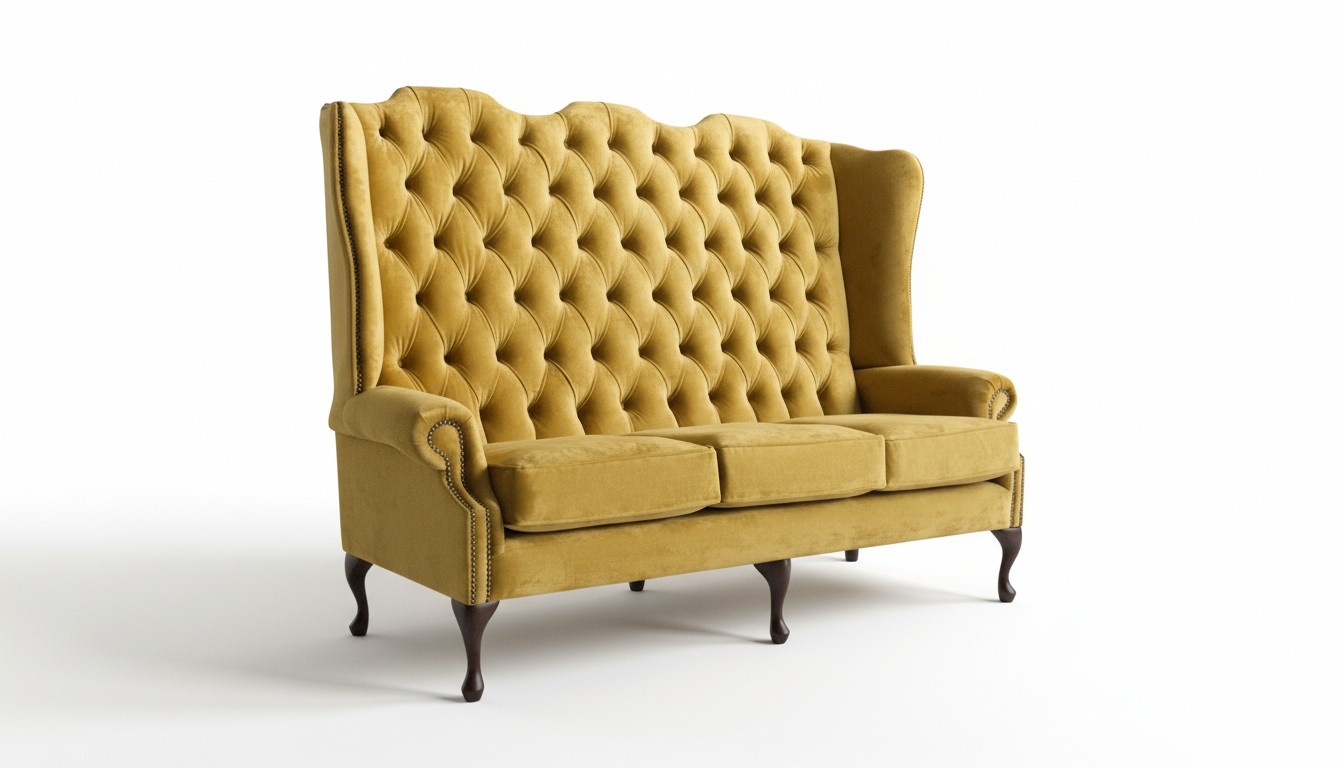 Chesterfield Big Textil Design Wohnzimmer Couch Sofa Polster 3 Sitz Leder #145