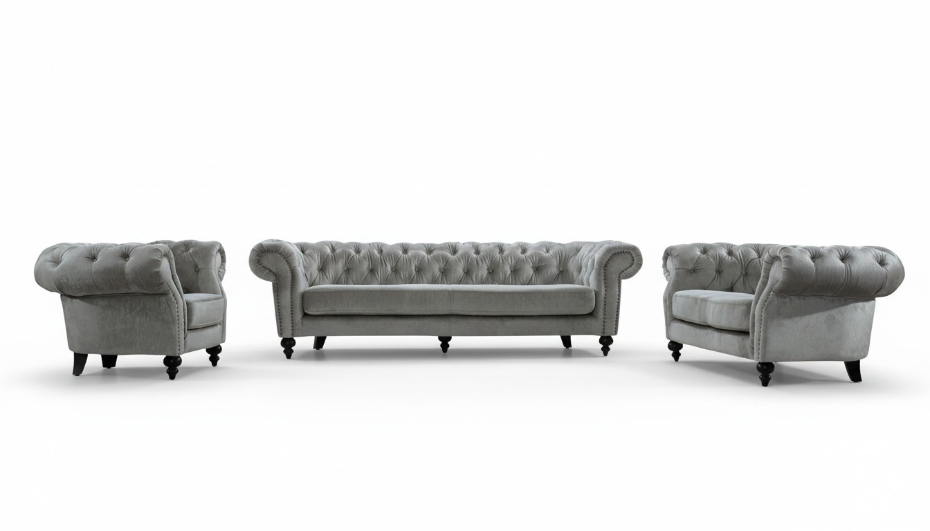 Chesterfield Big XXL Sofagarnitur Polster Set Couch Sofa Garnitur 5+4+1 Textil