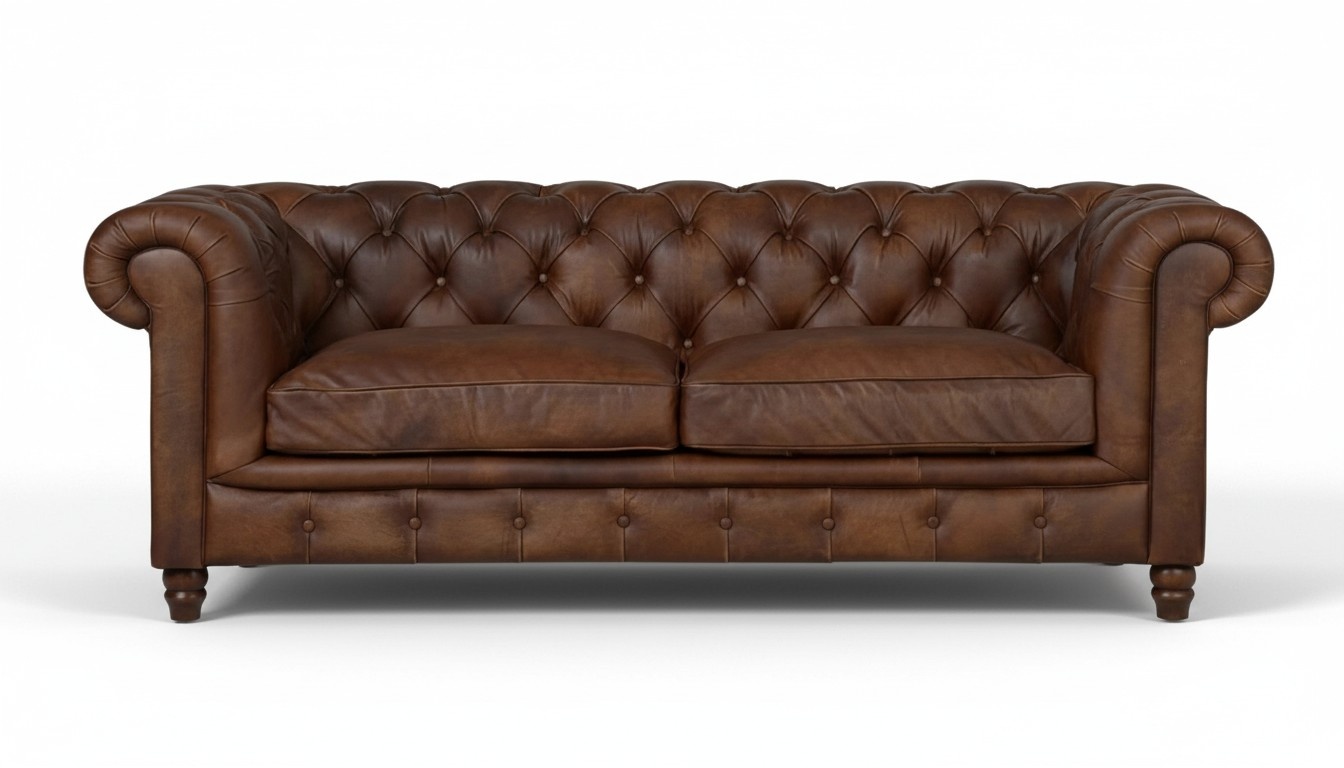 Chesterfield Braun Dreisitzer Leder Wohnzimmer Modern Design Couchen Sofa Neu