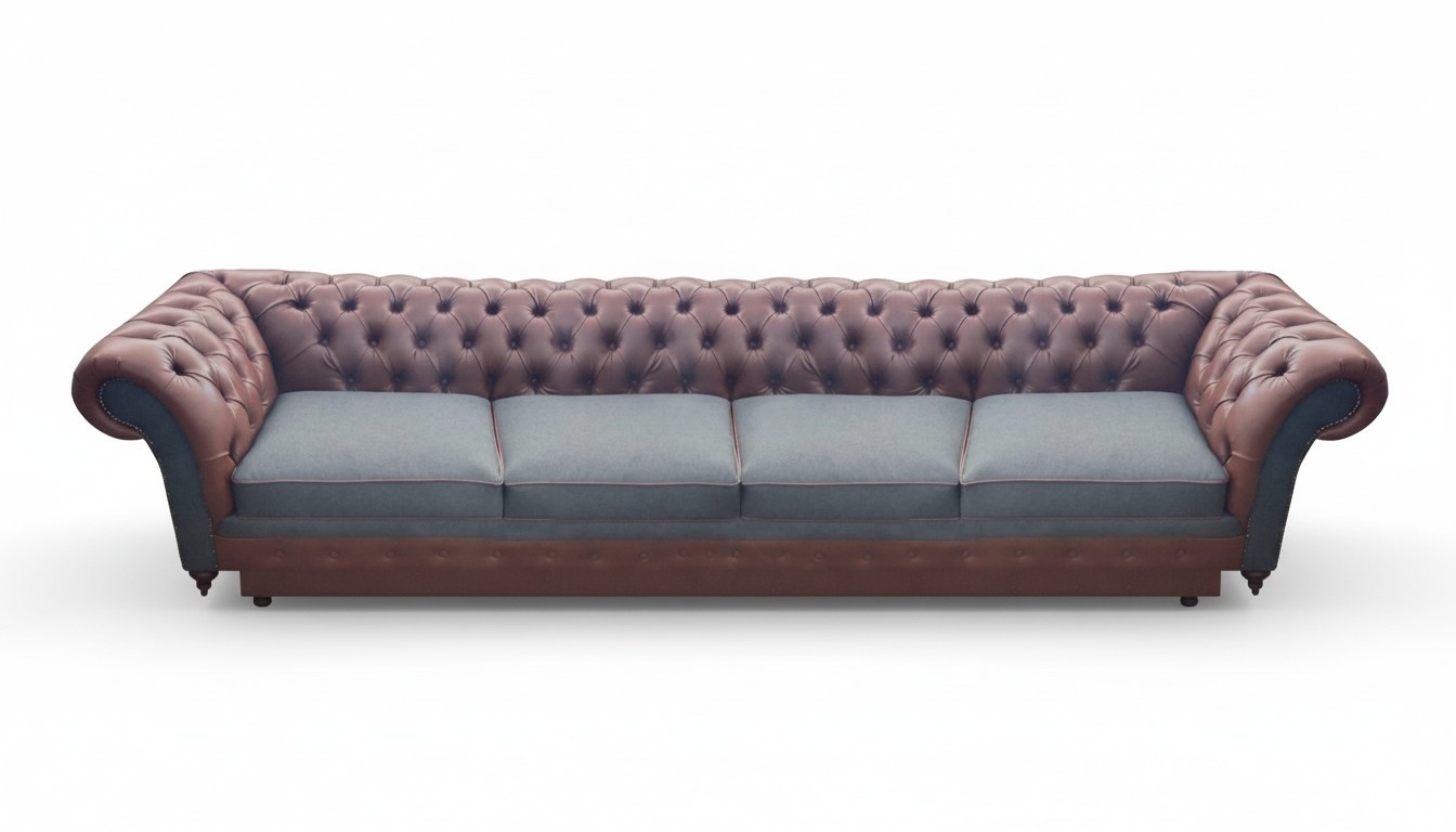 Chesterfield Braun Sofa Couch Viersitzer Leder Einrichtung Sitzmöbel Wohnzimmer