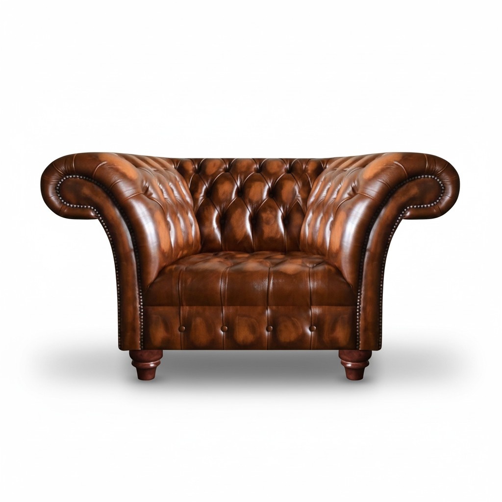 Chesterfield Brauner Ledersessel Polstersessel Wohnzimmer Einrichtung
