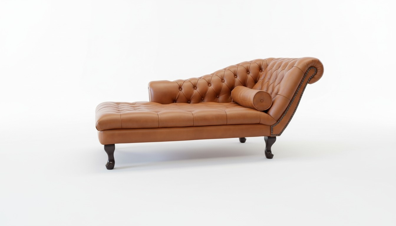 Chesterfield Chaiselongues Liege Ottomane Sofa Echtes Leder Relax Chaise Neu