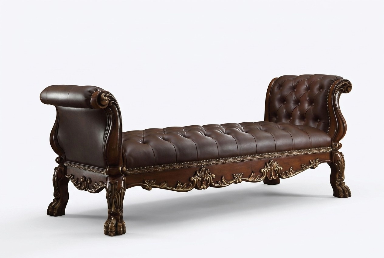 Chesterfield Chaiselongues Liege Ottomane Sofa Echtes Leder Relax Chaise Neu