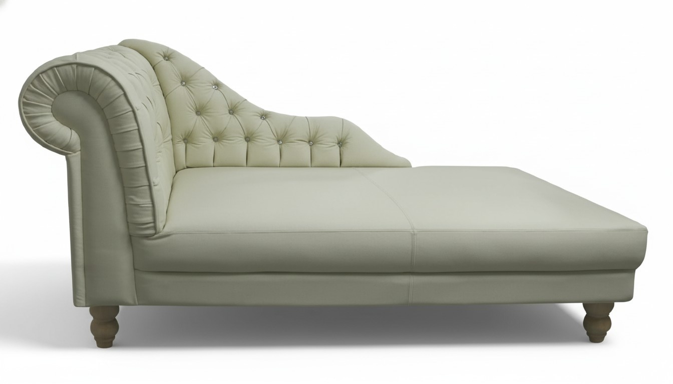 Chesterfield Chaiselounge Liege Couch Sofa Ledersofa Textil mit Kristallen NEU