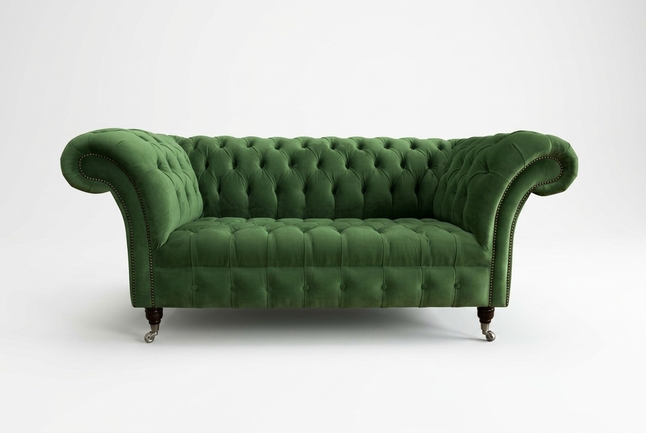 Chesterfield Couch 2 Sitzer Polster Sitz Textil Stoff Leder Couchen Sofas