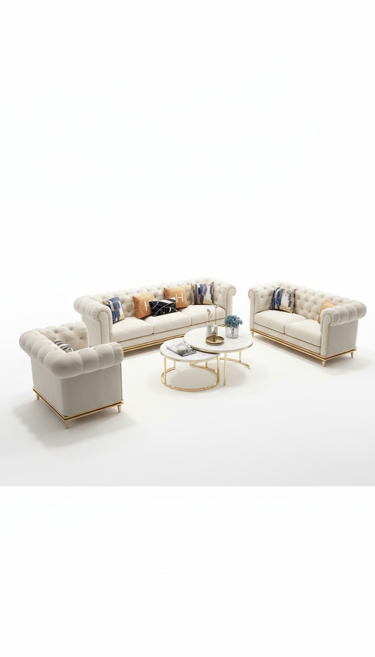 Chesterfield Couch Polster Sofagarnitur Klassische Wohnzimmer Möbel Stoff