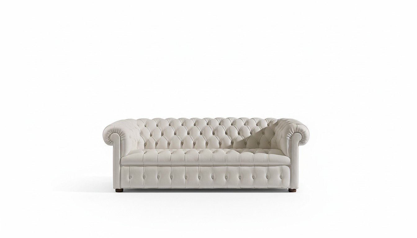 Chesterfield Couch Polster Leder Sofa 3 Sitzer Klassische Couchen Berto Weiß New