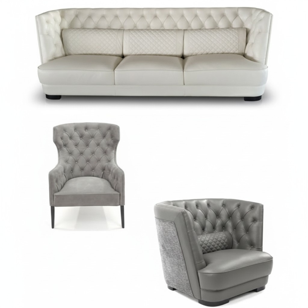 Chesterfield Couch Polster Leder Sofa 3 Sitzer Klassische Couchen B35 Neu