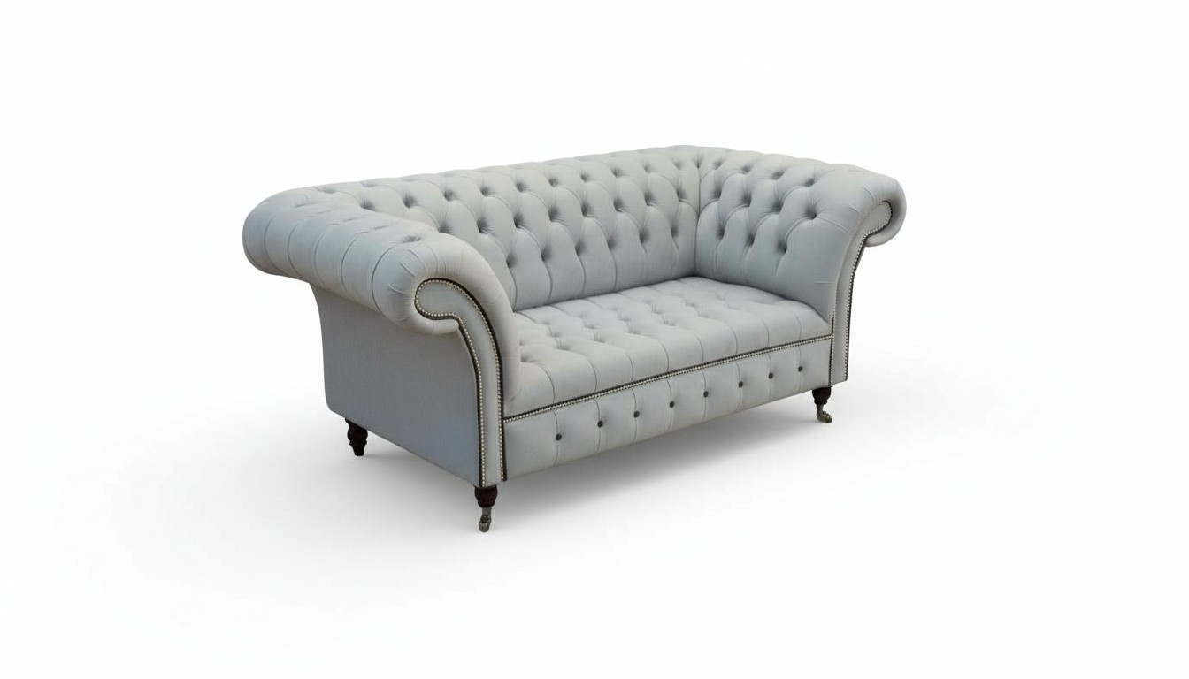 Chesterfield Couch Polster Möbel Zweisitzer Grau Couchen Sofas Leder