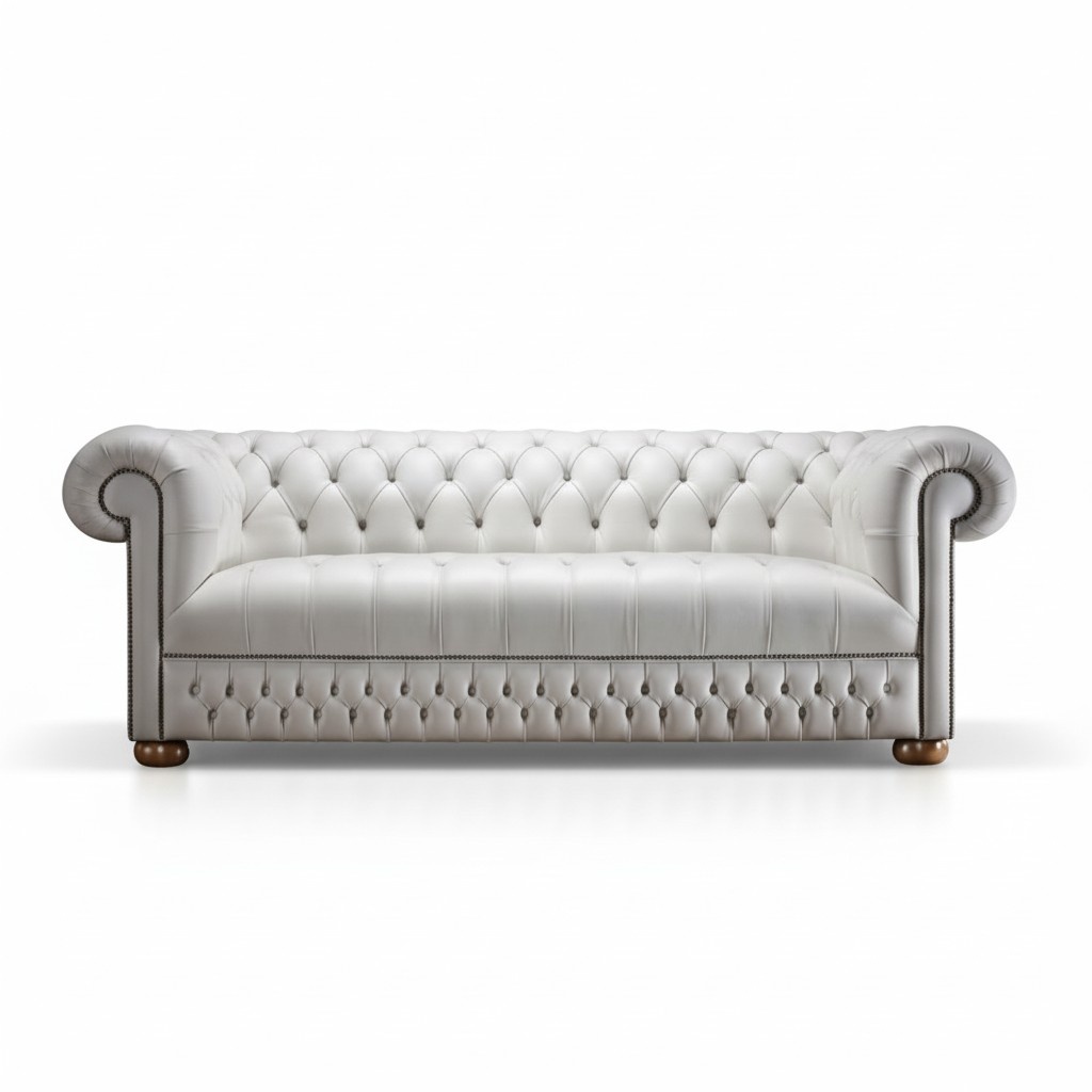 Chesterfield Couch Polster Weiße Leder Sofa Polster Couchen Weiß Sofas
