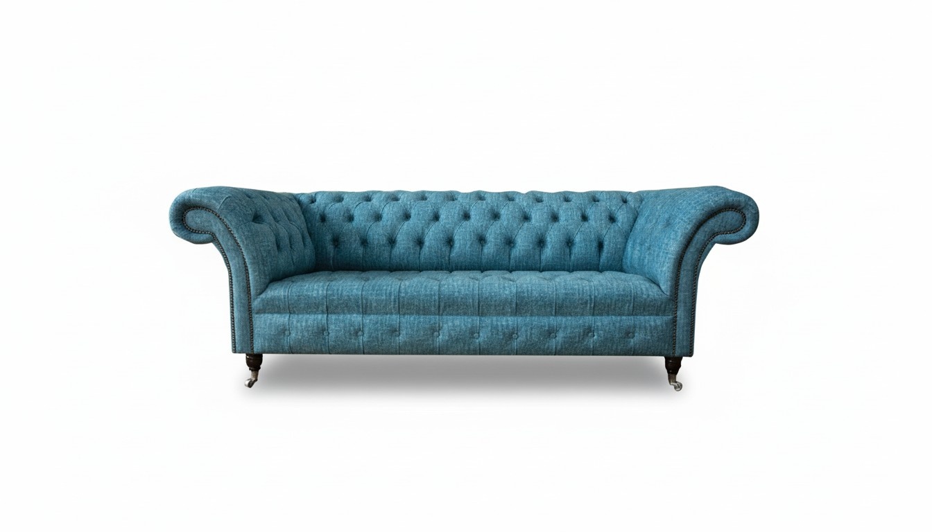 Chesterfield Couch Sofa Polster 3 Sitzer Couchen Sitz Garnitur Sofas Babyblau