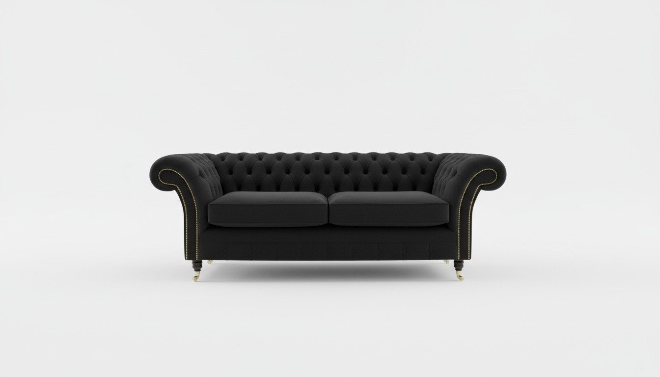 Chesterfield Couch Sofa Polster 3 Sitzer Couchen Sitz Garnitur Sofas Schwarz