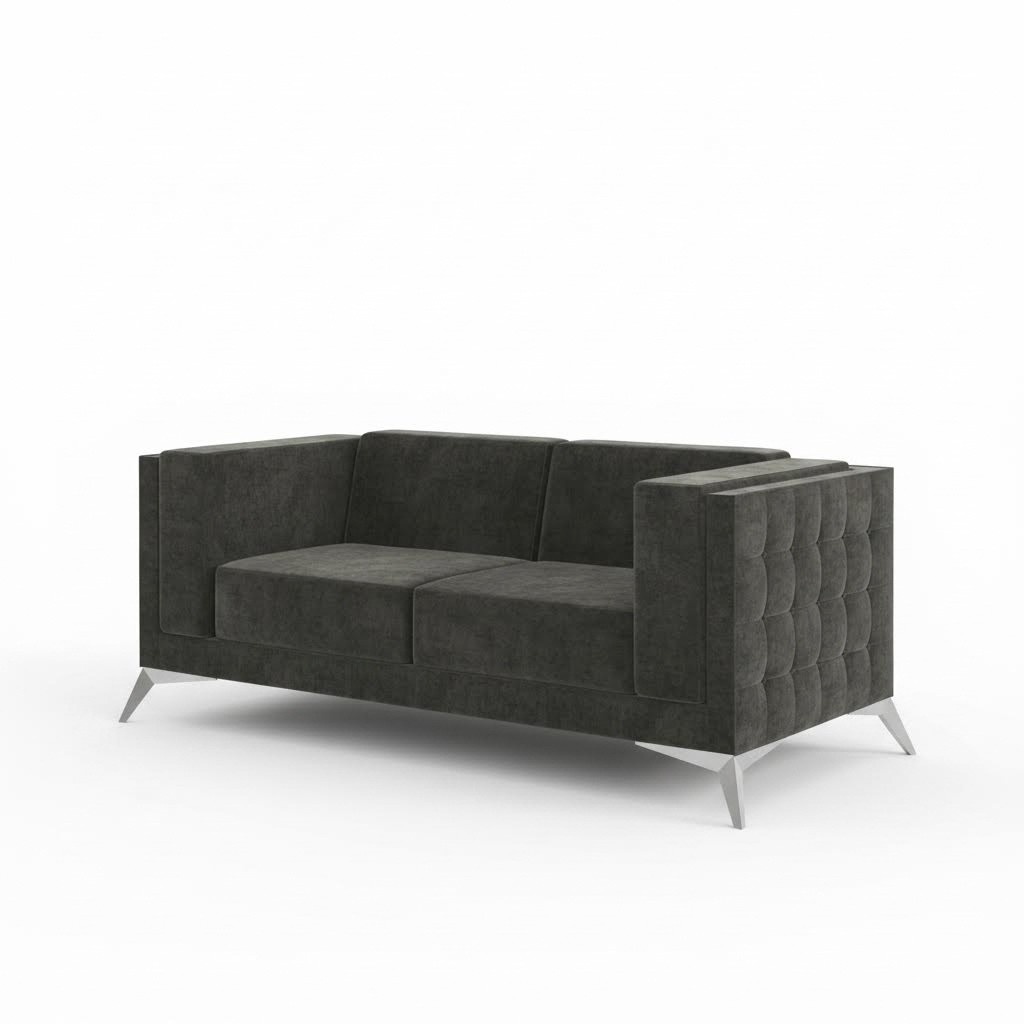 Chesterfield Couch Sofa Polster 2 Sitzer Couchen Sitz Garnitur Sofas Grau Neu