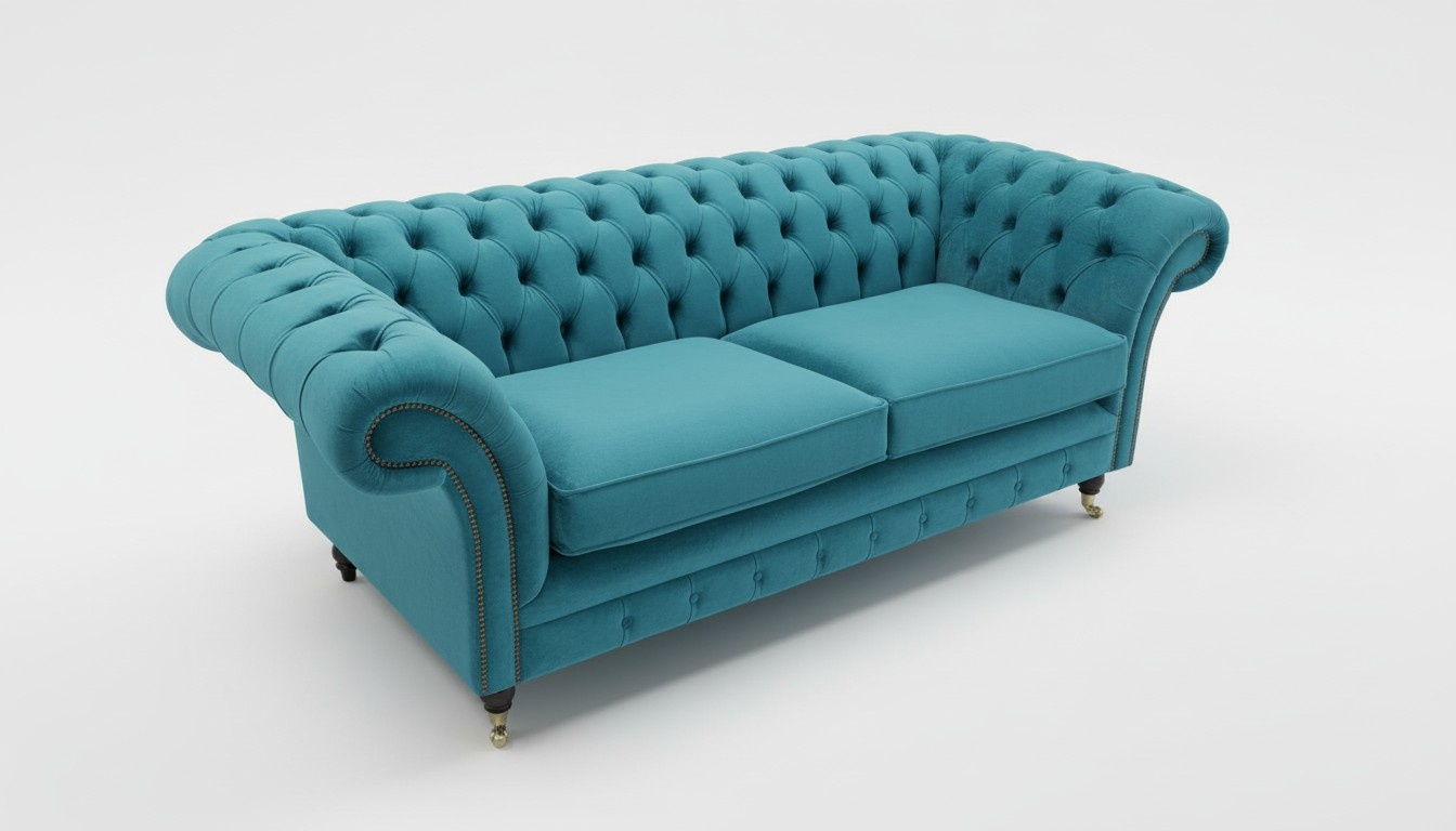 Chesterfield Couch Textil Stoff Sofa Möbel Edles Design 3 Sitzer Samt Designer