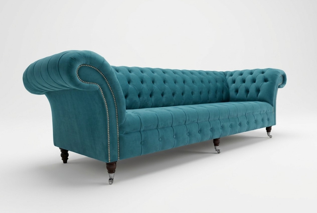 Chesterfield Couch xxl big sofa couchen samt leder textil polster sofas turkis