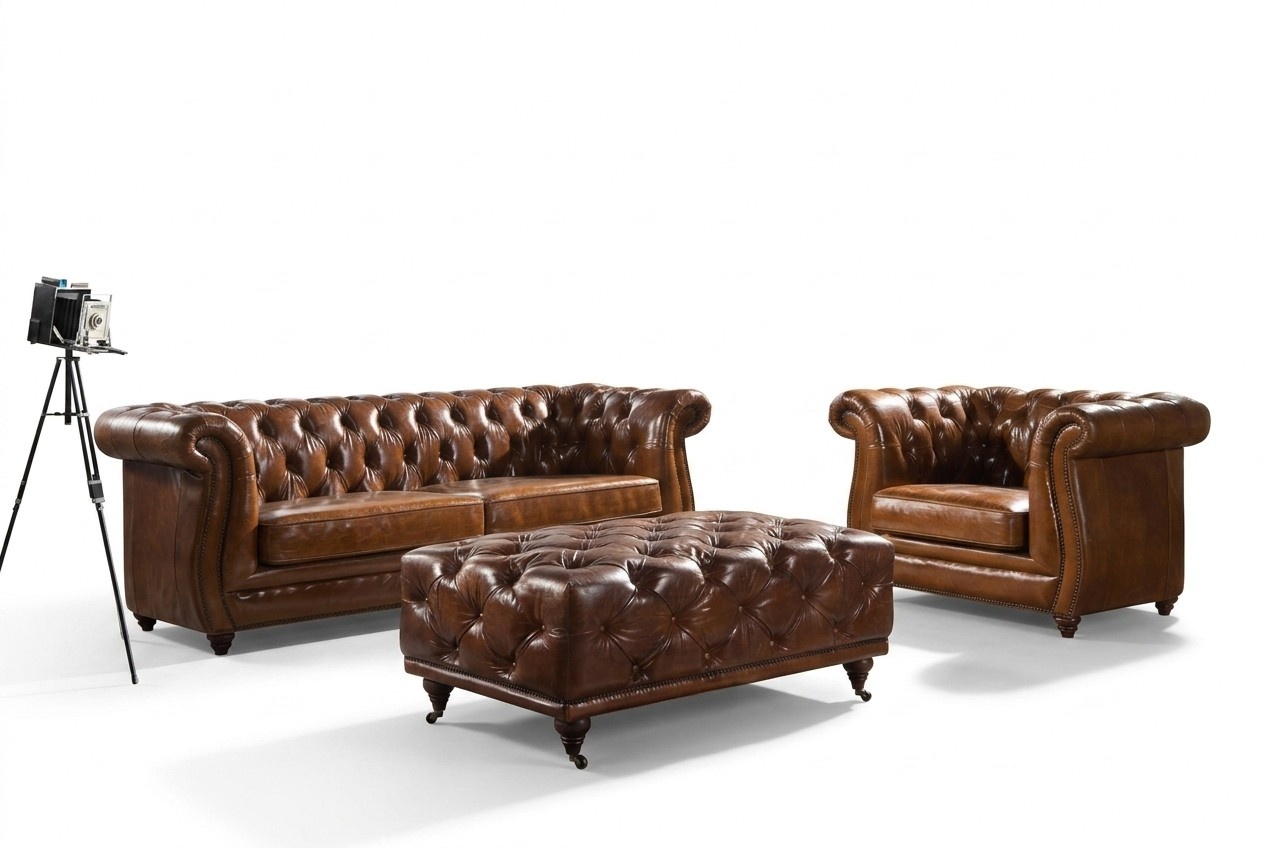 Chesterfield Design Couchtisch Ledertisch Tisch Polster Sofa Beistell Tische Neu