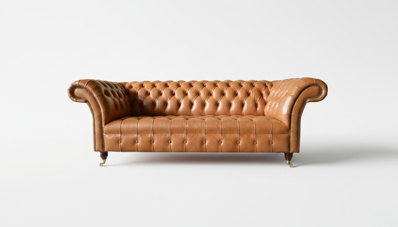 Chesterfield Design Luxus Polster Sofa Couch Sitz Garnitur Leder Textil 225cm
