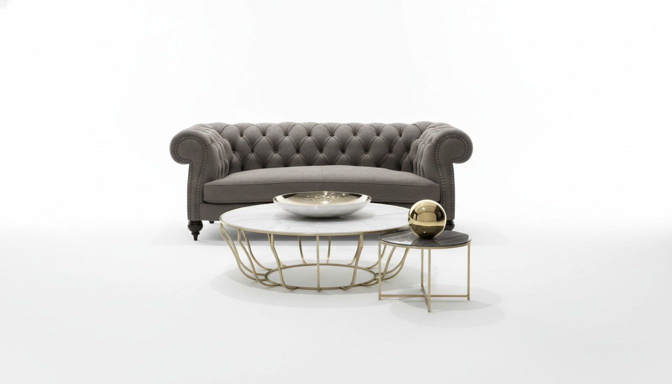 Chesterfield Design Luxus Polster Sofa Couch Sitz Garnitur Leder Textil Neu #281