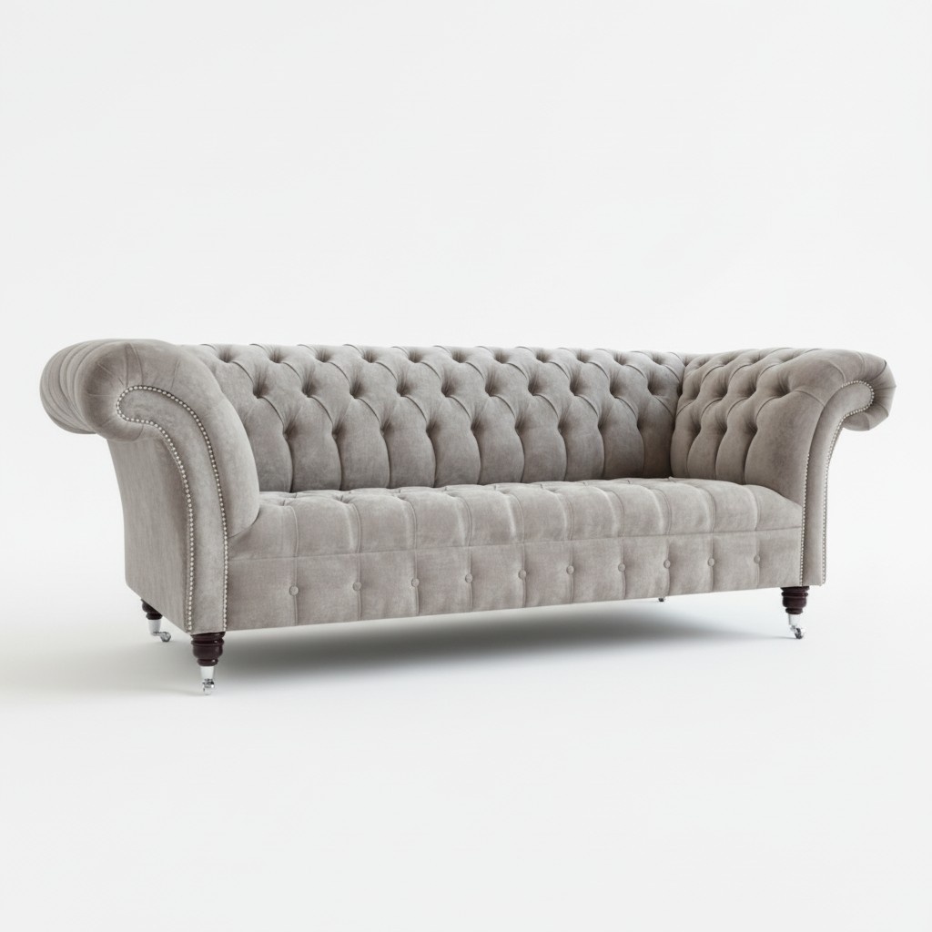 Chesterfield Design Luxus Polster Sofa Couch Sitz Garnitur Leder Textil Neu #155