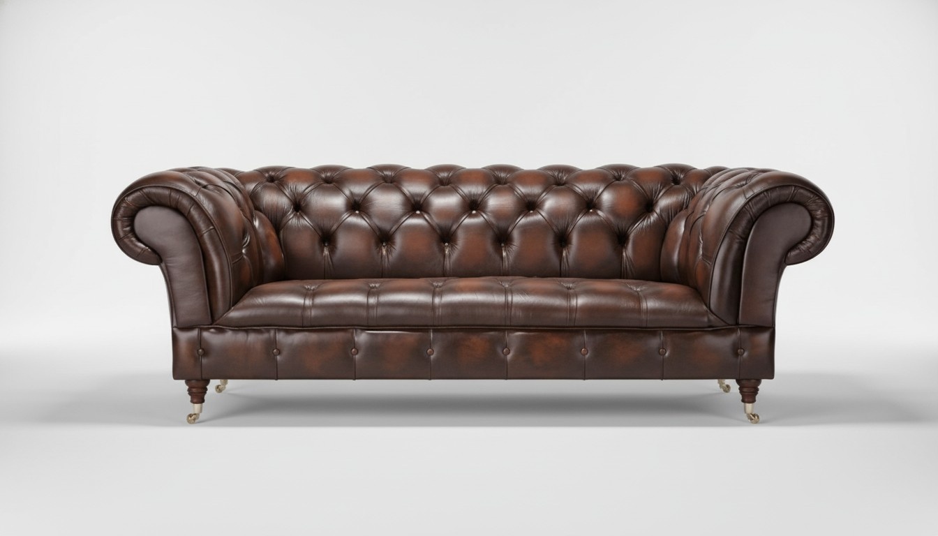 Chesterfield Design Luxus Polster Sofa Couch Sitz Garnitur Leder Textil Neu #128