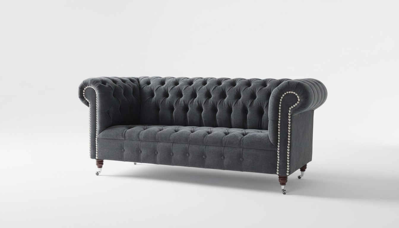 Chesterfield Design Luxus Polster Sofa Couch Sitz Garnitur Leder Textil Neu #177