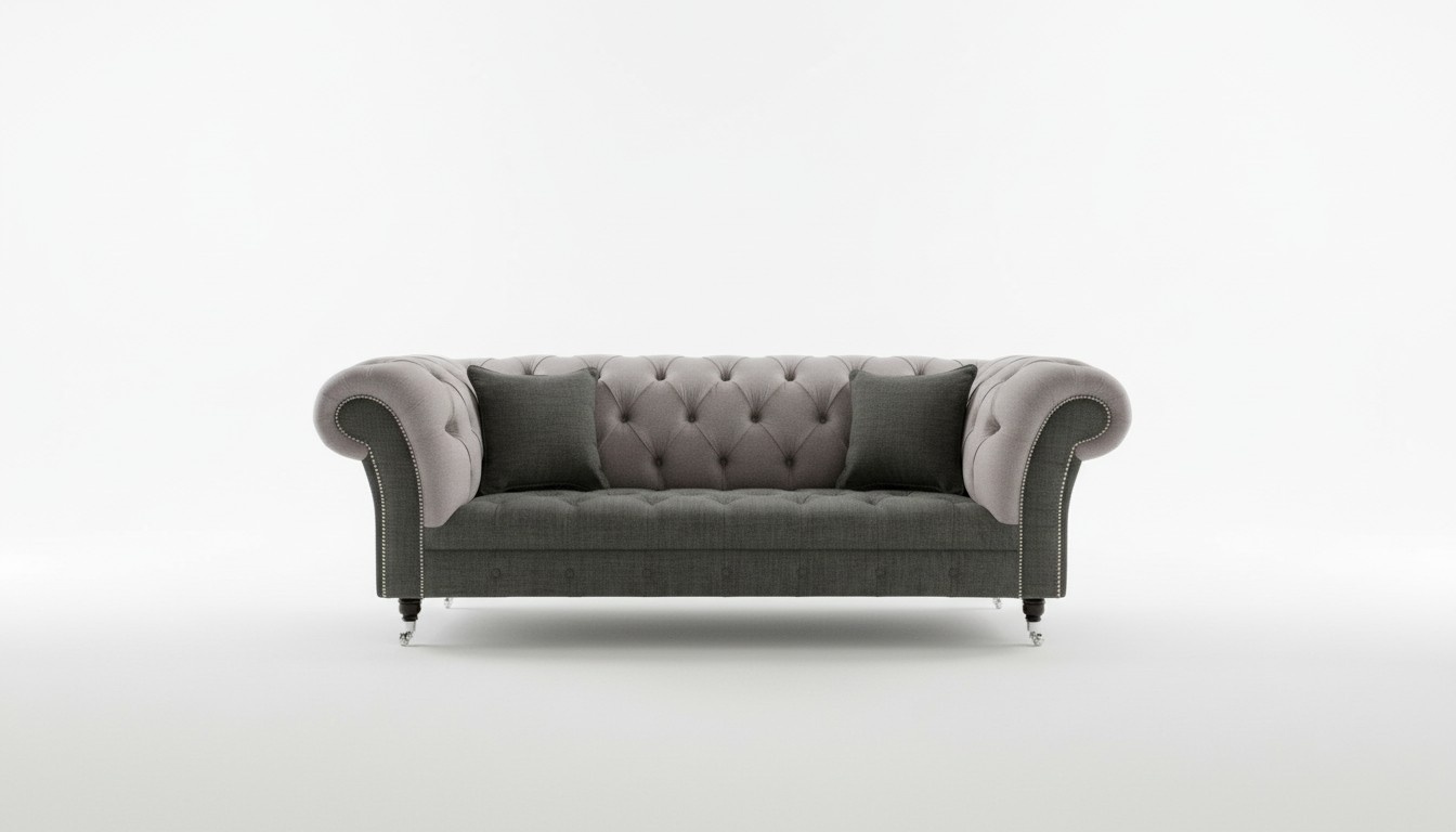 Chesterfield Design Luxus Polster Sofa Couch Sitz Garnitur Leder Textil Neu #127