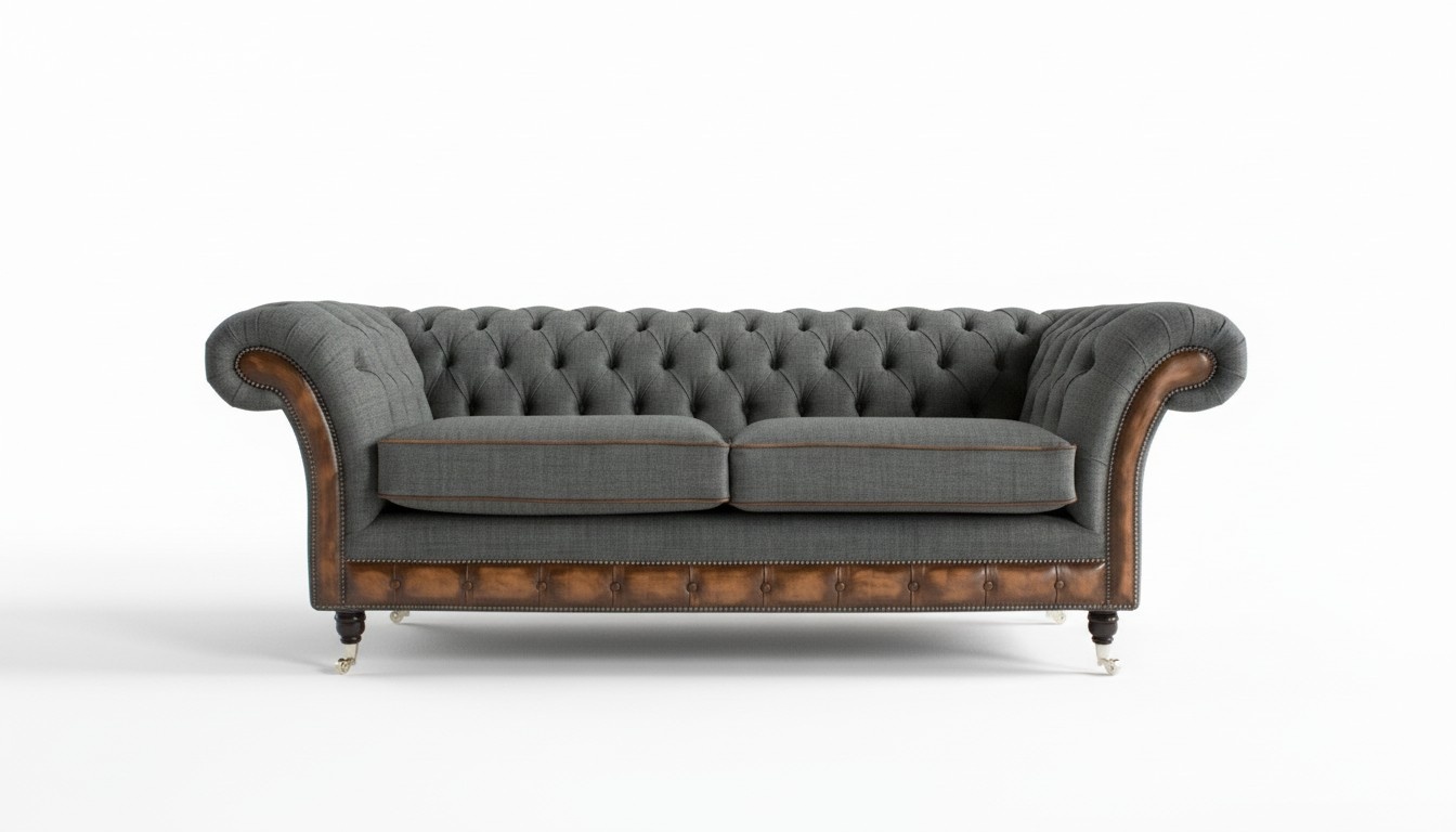 Chesterfield Design Luxus Polster Sofa Couch Sitz Garnitur Leder Textil Neu #b1