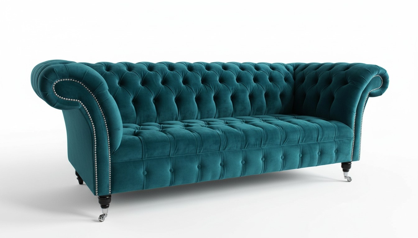 Chesterfield Design Luxus Polster Sofa Couch Sitz Garnitur Leder Textil Neu #114