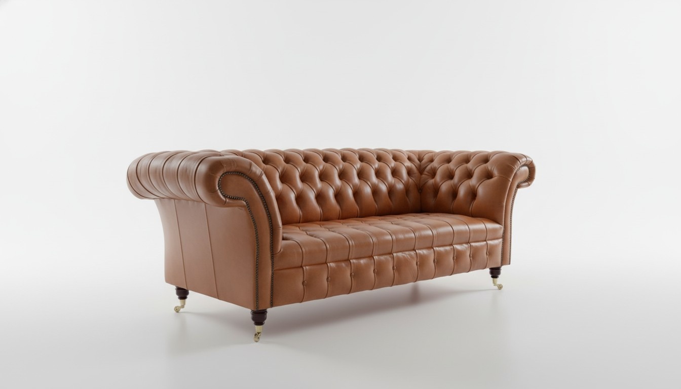 Chesterfield Design Polster Couch Leder Sofa Garnitur Luxus Textil Sofas #164