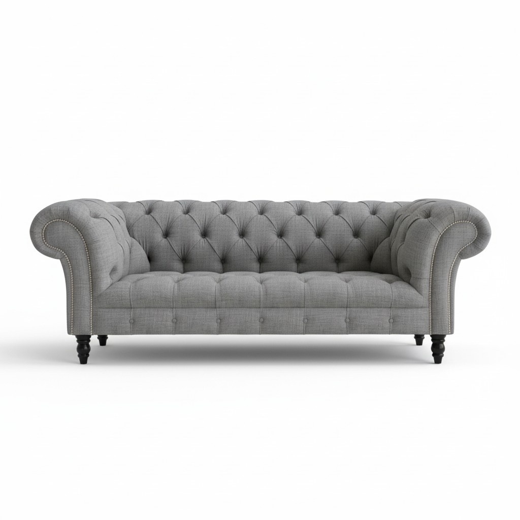 Chesterfield Design Polster Couch Leder Sofa Garnitur Luxus Textil Sofas #161