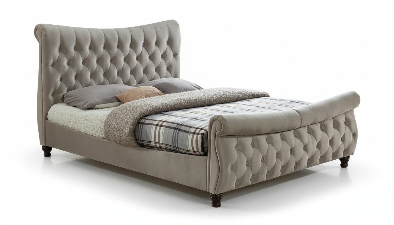 Chesterfield Design Polster Englisches Doppelbett Beige 140/160/180x200 Betten
