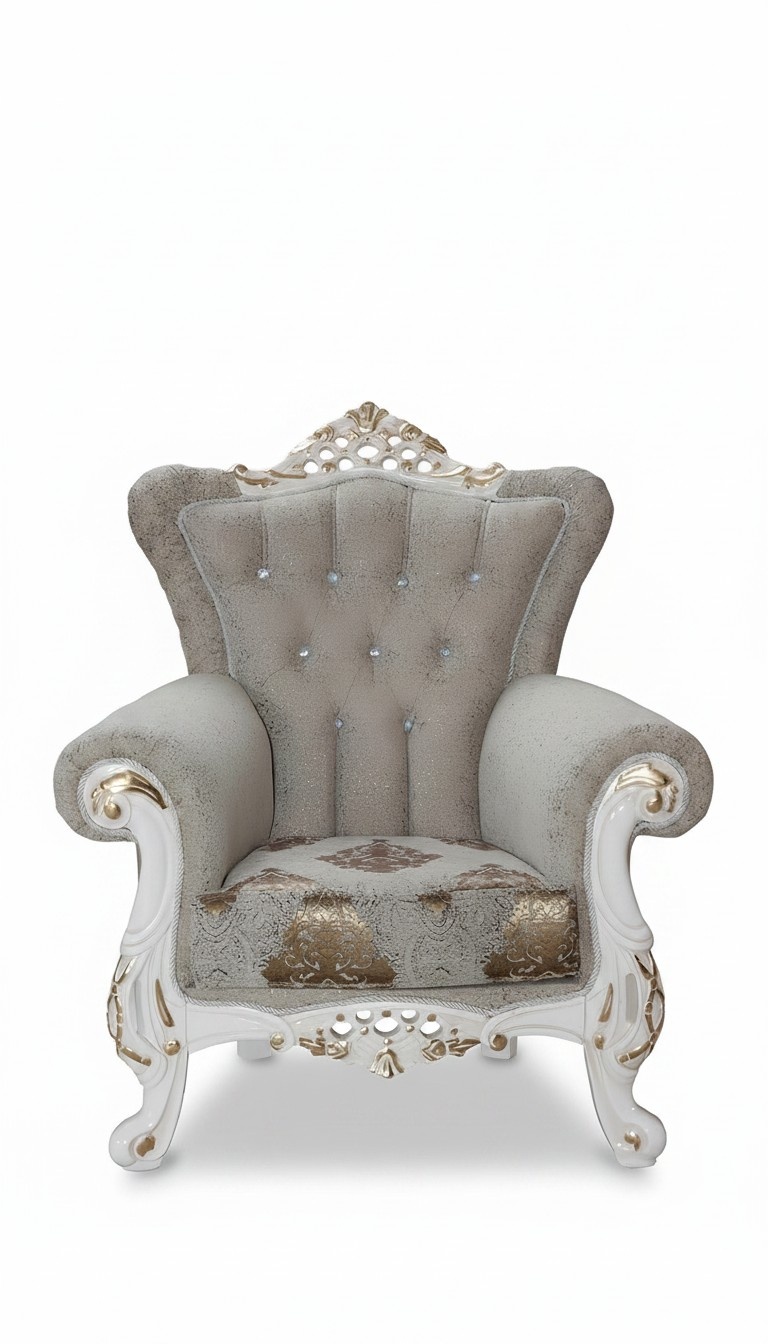 Chesterfield Design Sessel Polster Luxus Weiß Textil Couchen Wohnzimmer